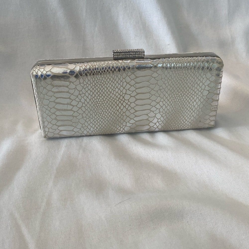 Silver Rectangular Clutch - image 1